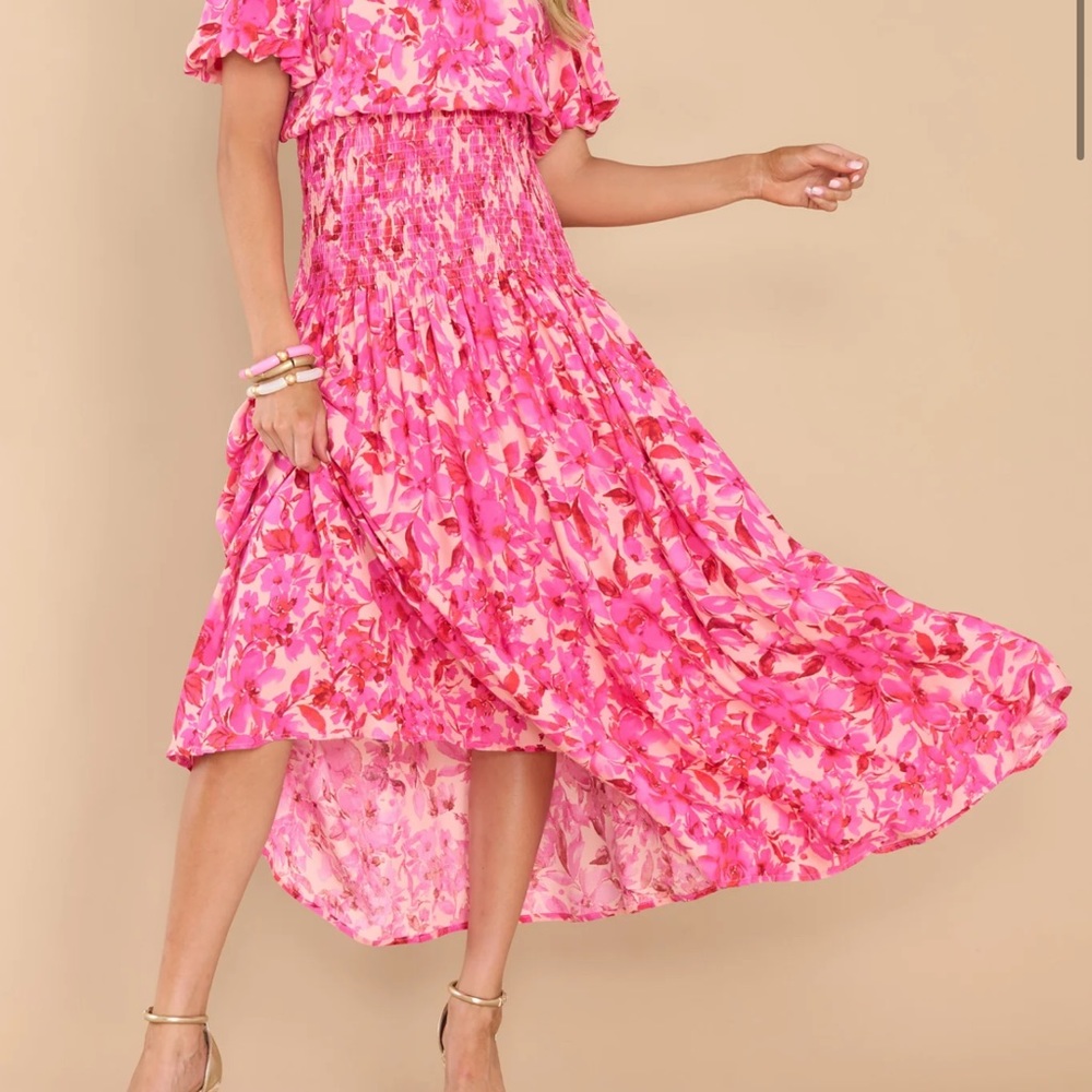 Medium Red Dress Boutique Take Me Traveling Fuchsia Floral Maxi by Entro